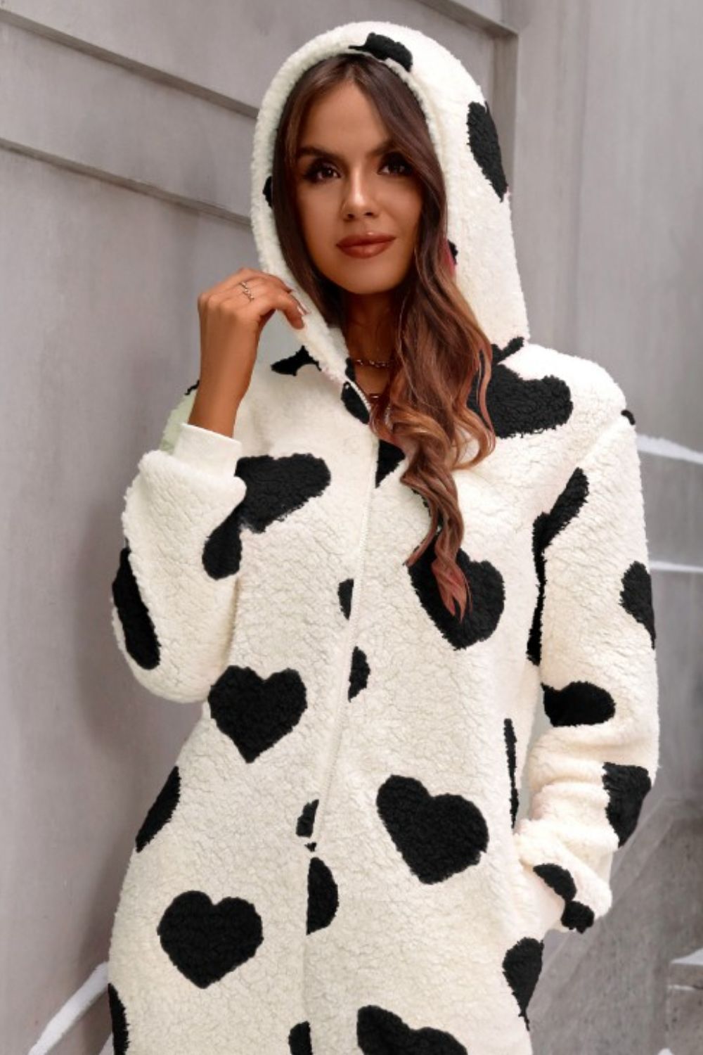 Stilla | Hjerte Lynlås Op Hoodie Lounge Jumpsuit