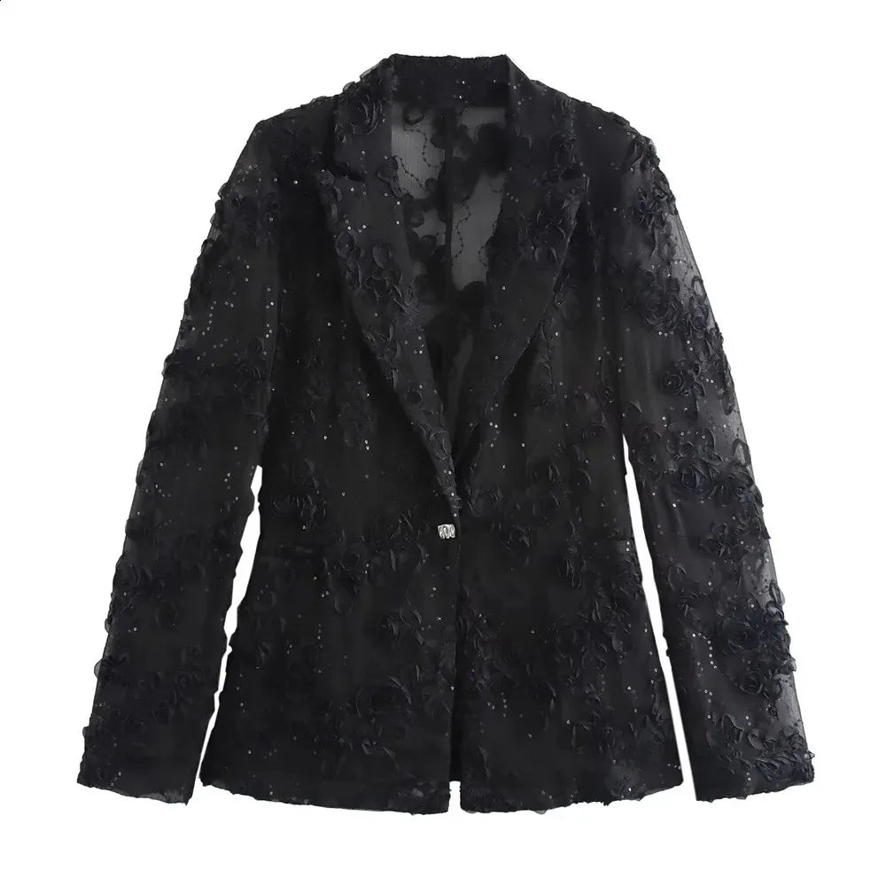 Stilla | Elegant dameensemble bestående af en blazer og en glimmerbukser