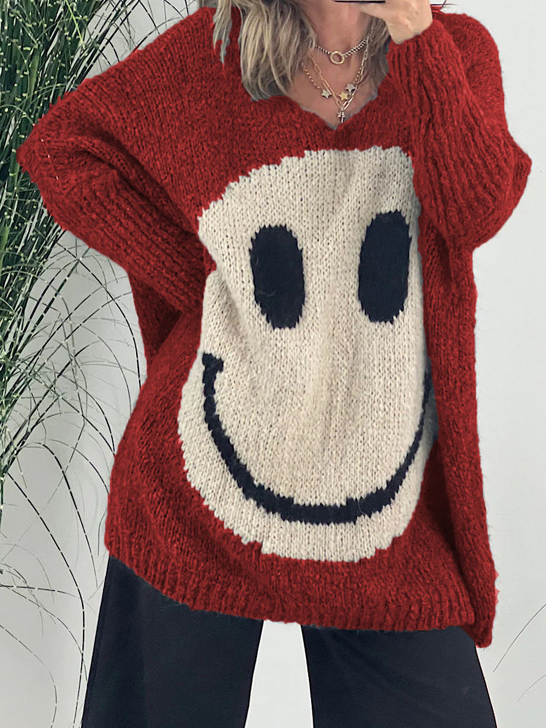 Stilla | Face V-Hals Lange Ærmer Sweater