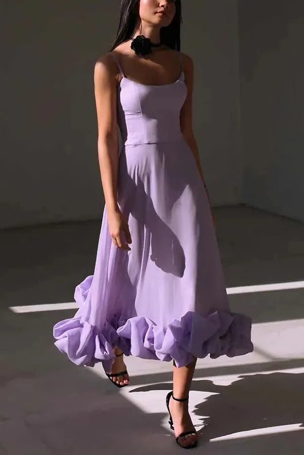 Stilla | Girl Flounce Bustier Banket Fest Midi Kjole