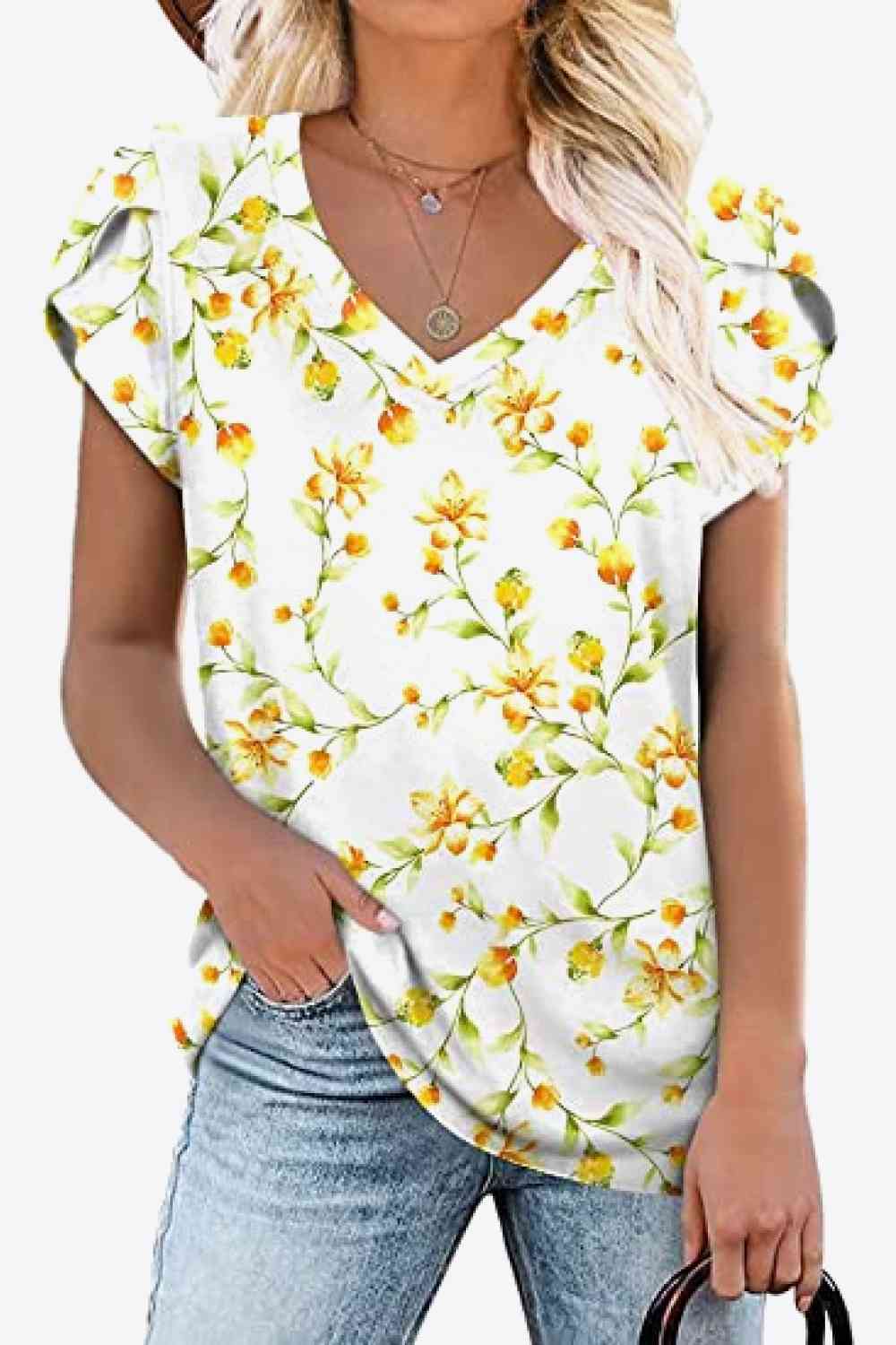 Stilla | Petal Sleeve V-hals Bluse