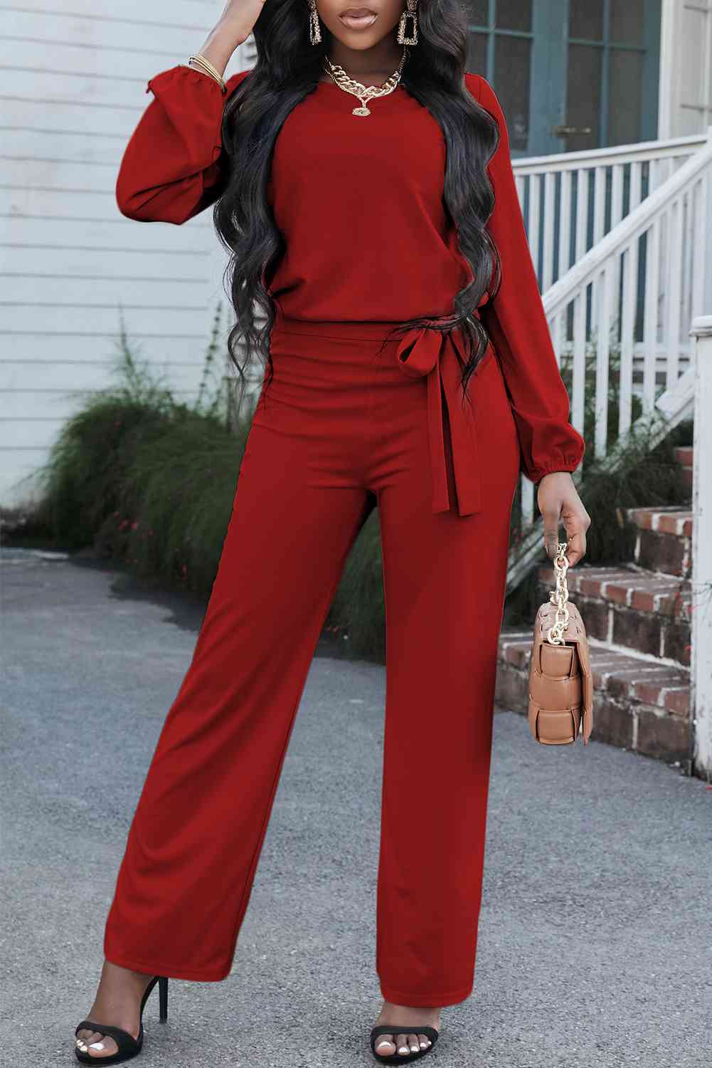 Stilla | Halstie bælte jumpsuit