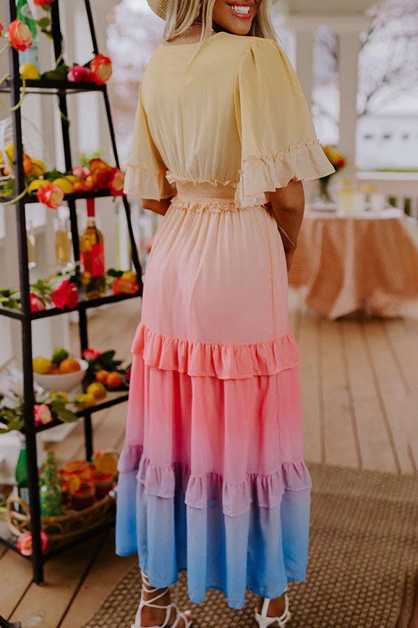 Stilla | Ombre Sunsæt Ruffles Maxi Kjole