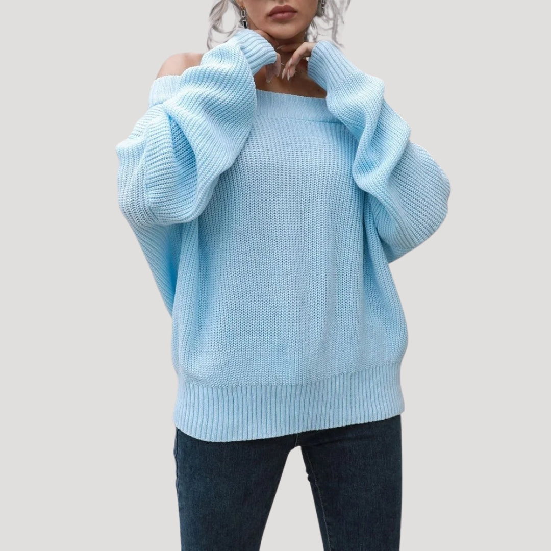 Stilla | Off Shoulder Overstørrelse Striktrøje