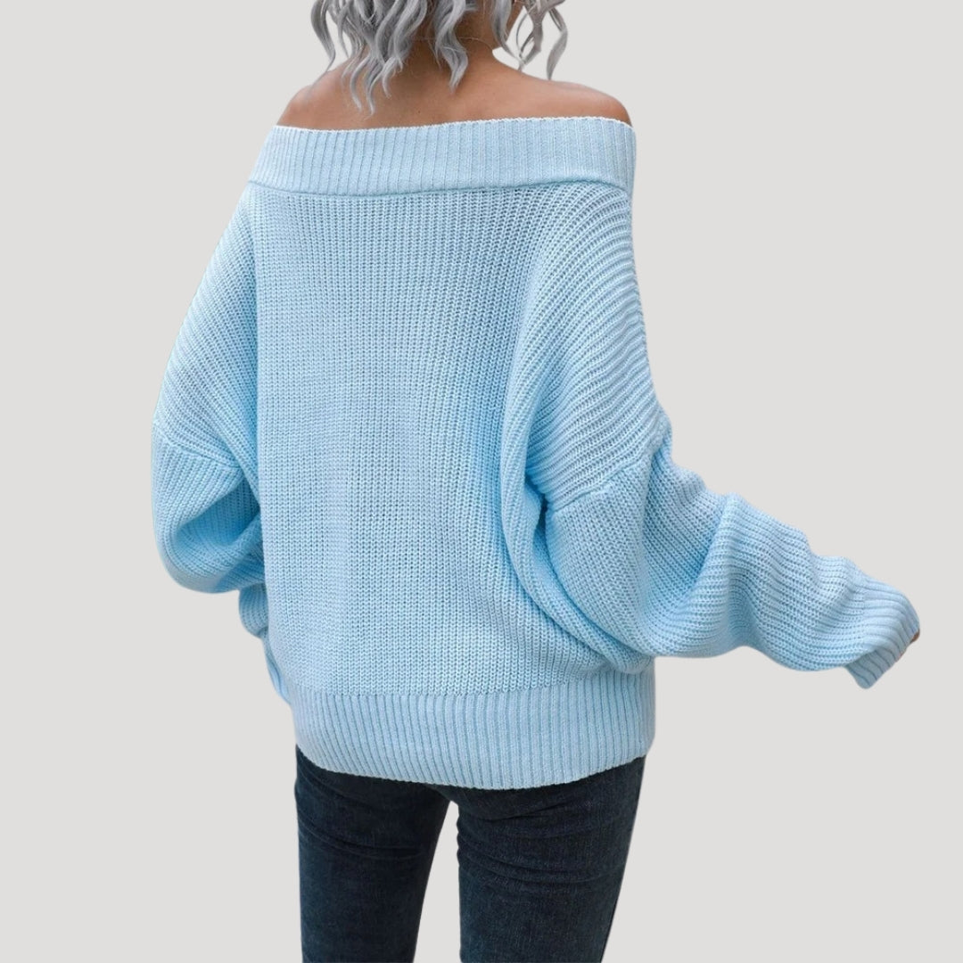 Stilla | Off Shoulder Overstørrelse Striktrøje