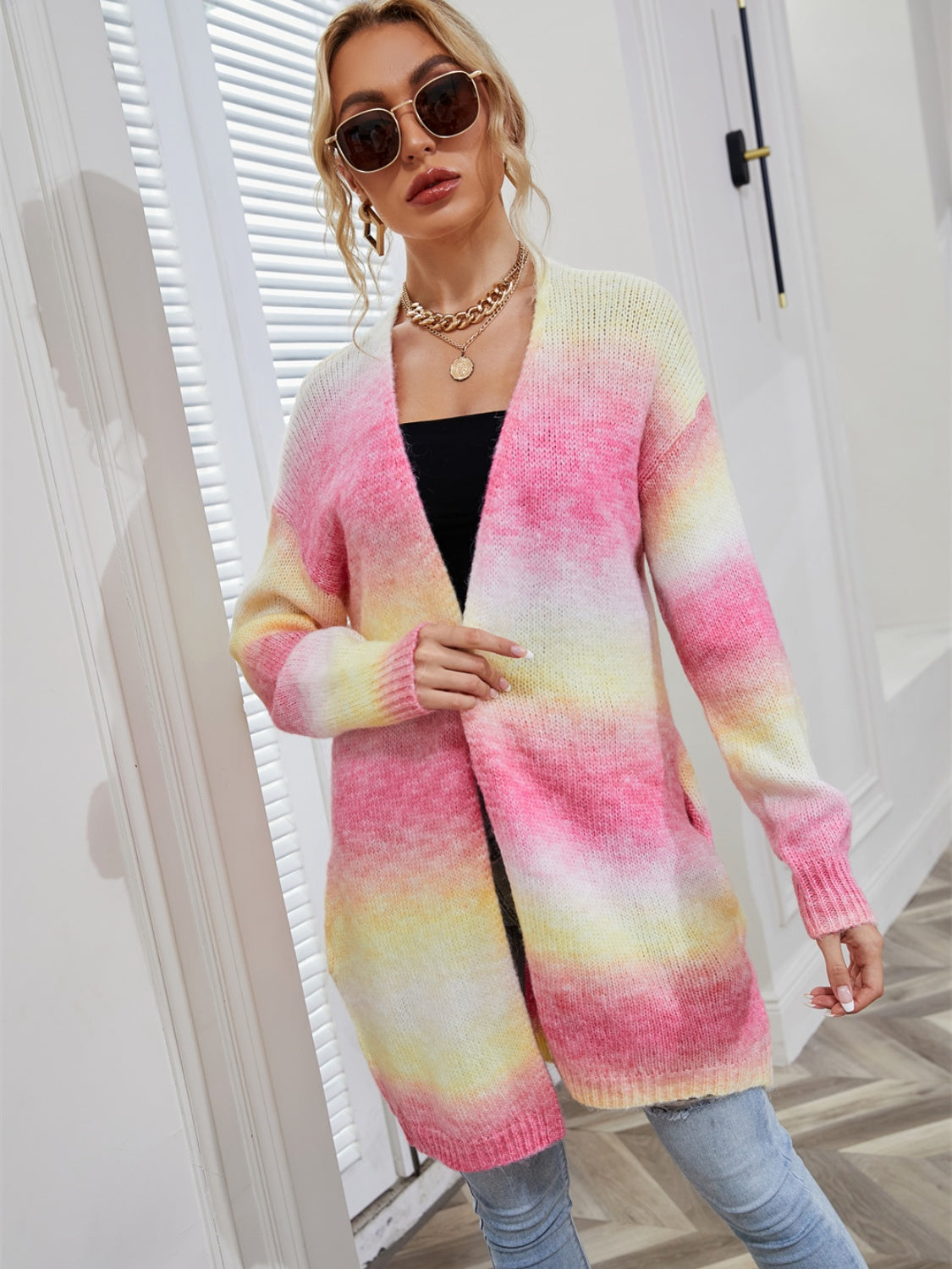Stilla | Wings Fuldt Størrelse Gradient Åben Foran Cardigan