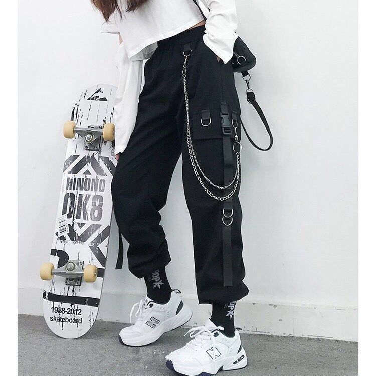 Stilla | Kvinders Punk Harem Cargo Joggers med Lommer