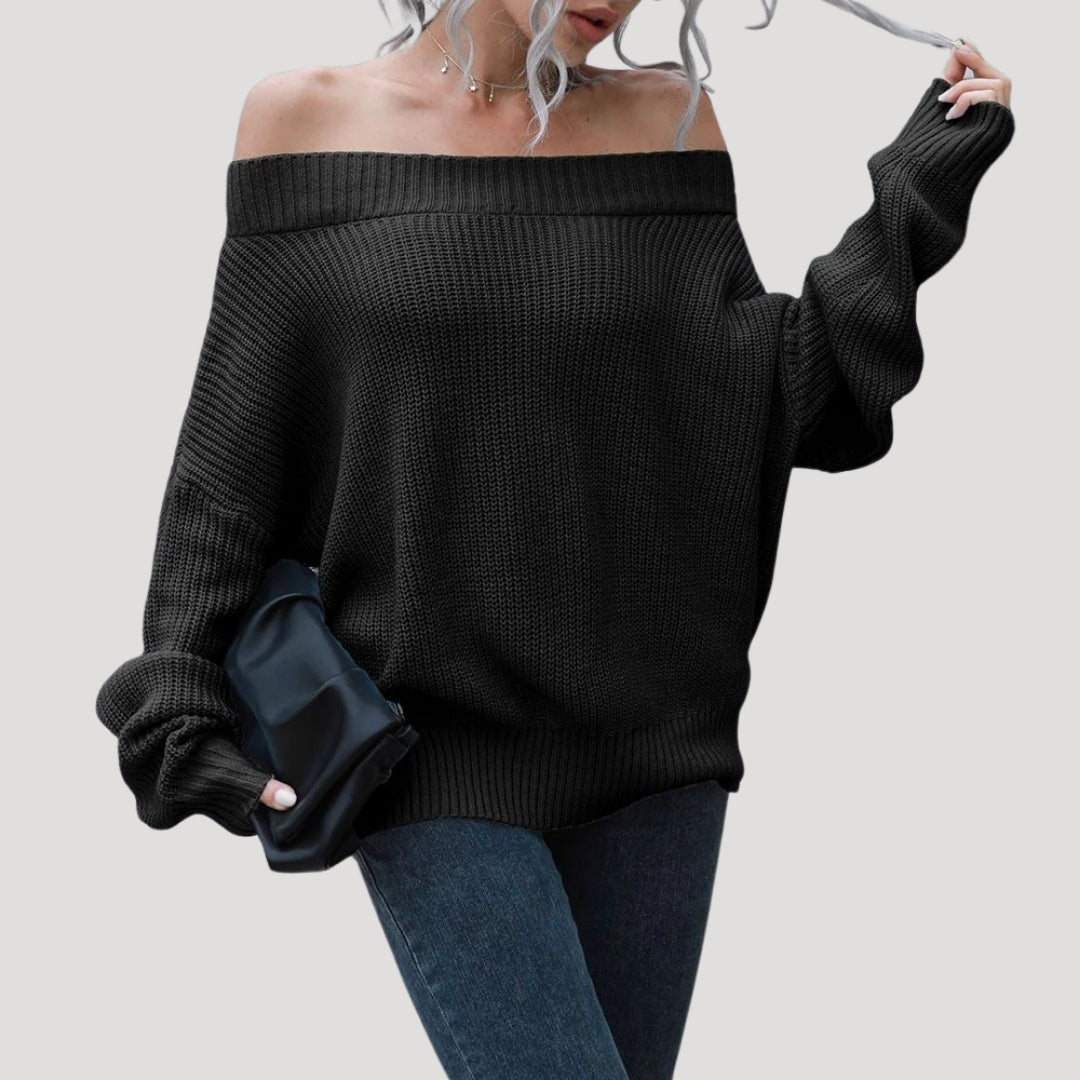 Stilla | Off Shoulder Overstørrelse Striktrøje