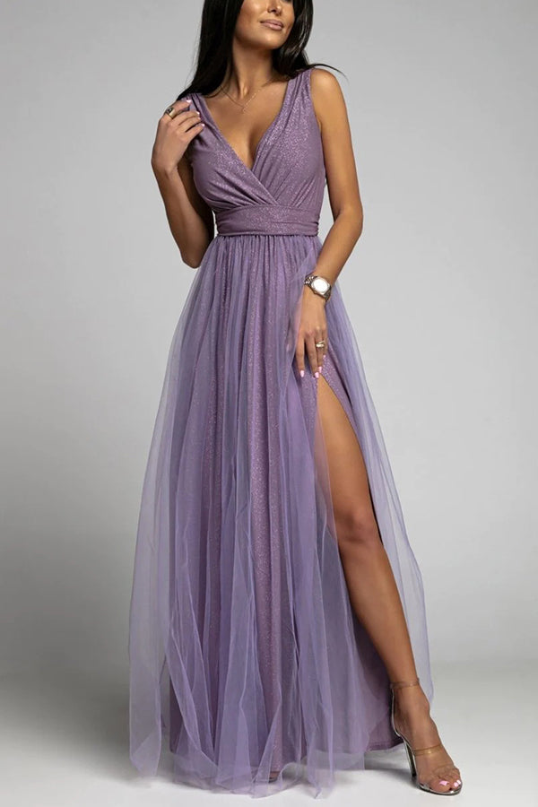 Stilla | It's My Day Light Tulle Slid Maxi Kjole