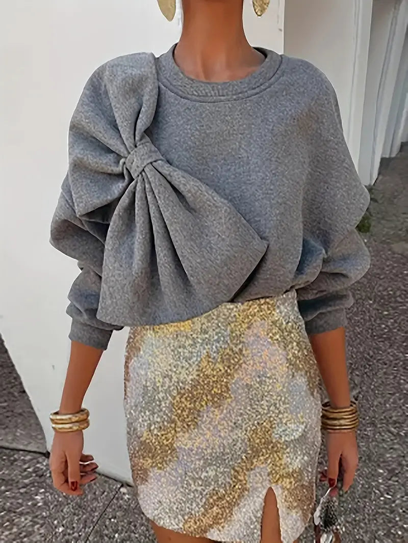 Stilla | Sweatshirt med Rund Hals og Blomstermønster