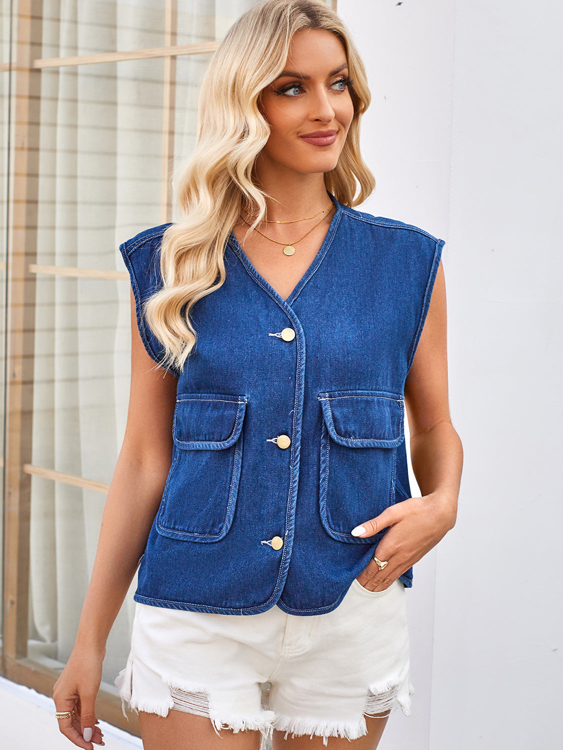 Stilla | Up V-Hals Denim Vest
