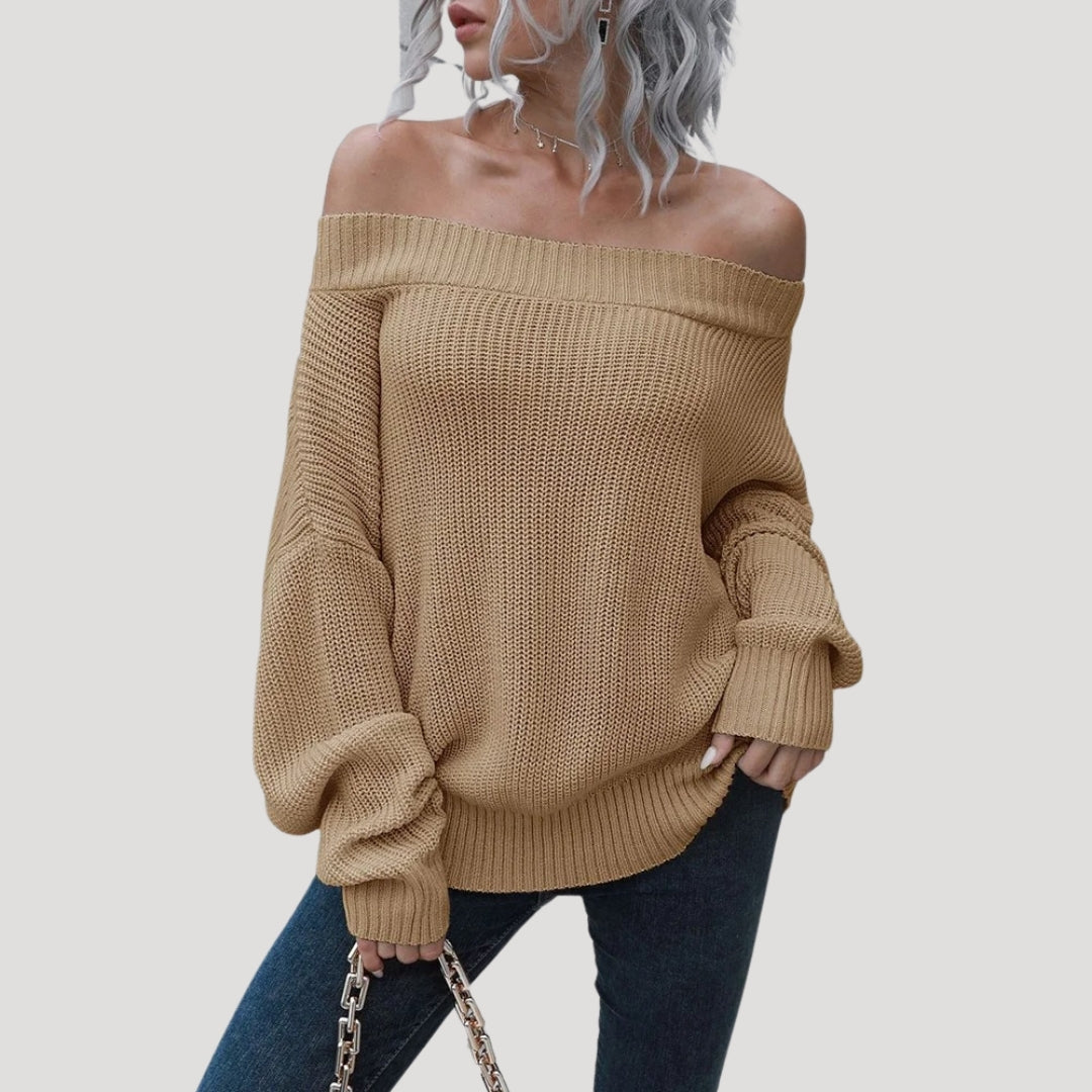 Stilla | Off Shoulder Overstørrelse Striktrøje