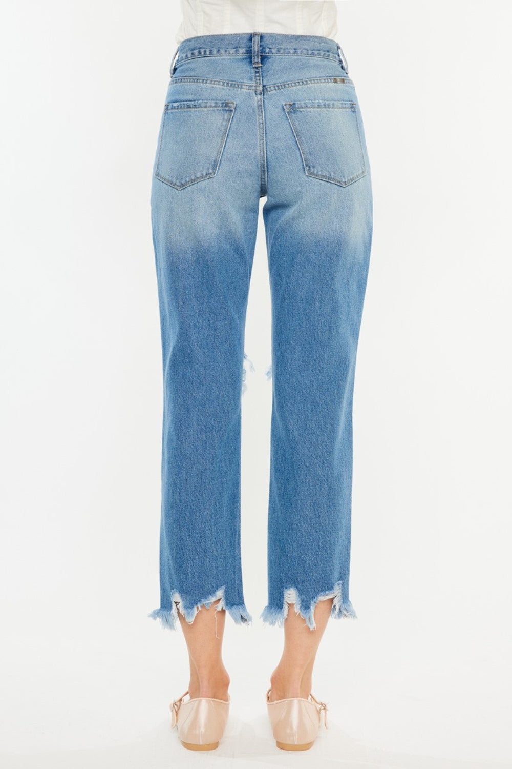 Stilla | Distressed Frayed Hem Cropped Jeans