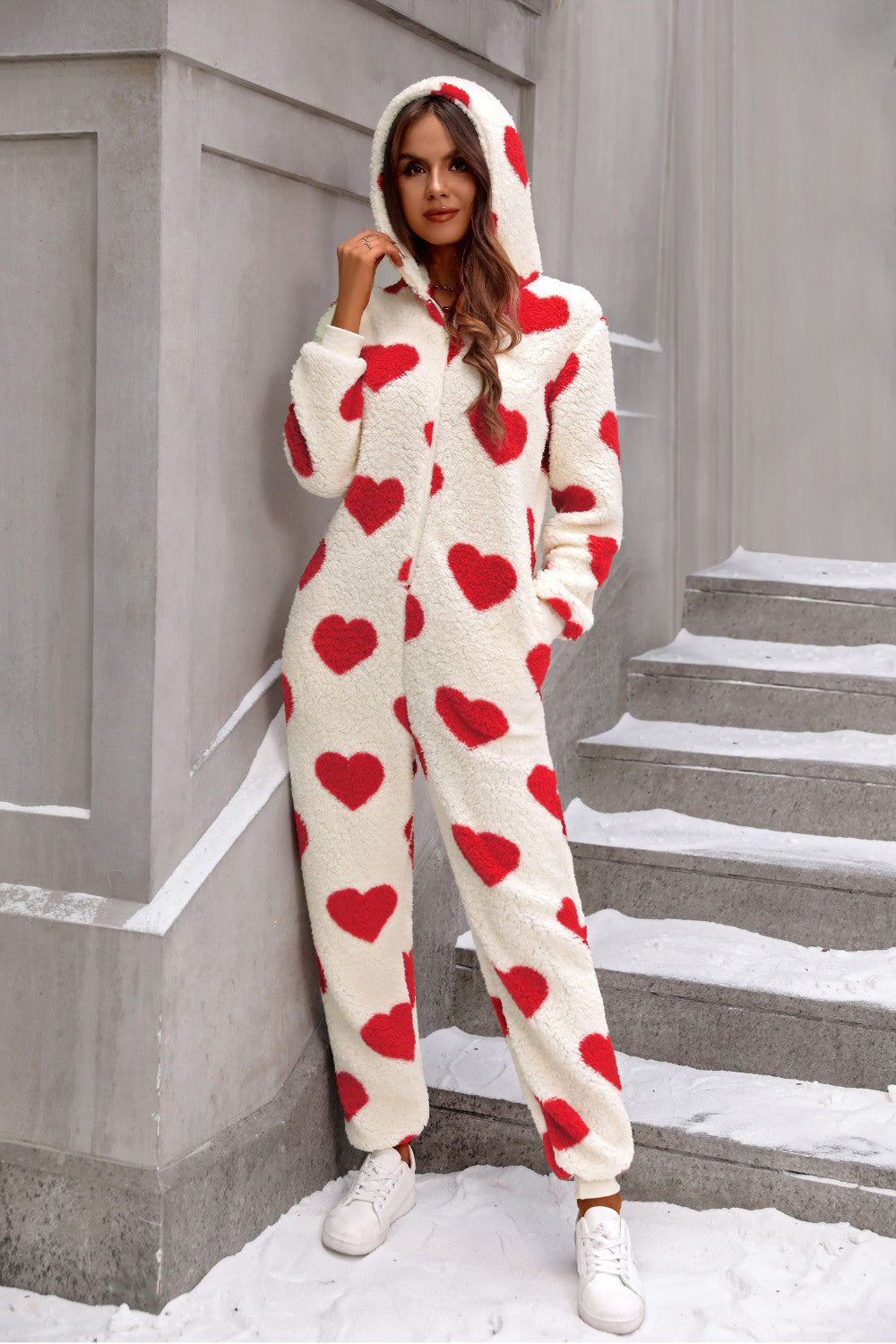 Stilla | Hjerte Lynlås Op Hoodie Lounge Jumpsuit
