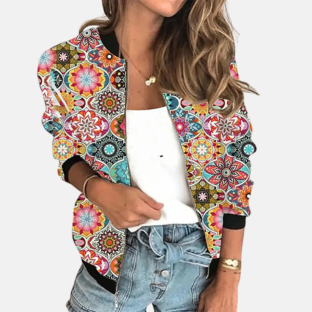 Stilla | Retro Print Kort Jakke