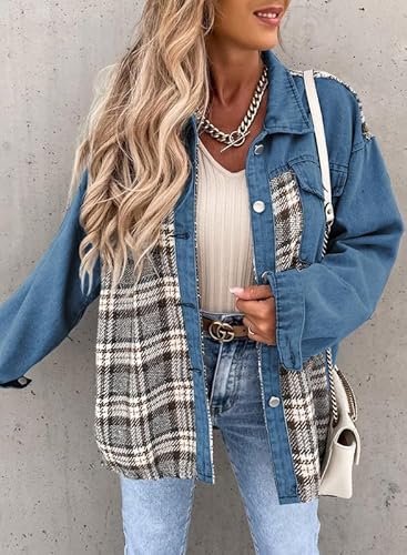 Stilla | Plaid Cotton Jacket Til Kvinder Boyfriend Overstørrelse Fit