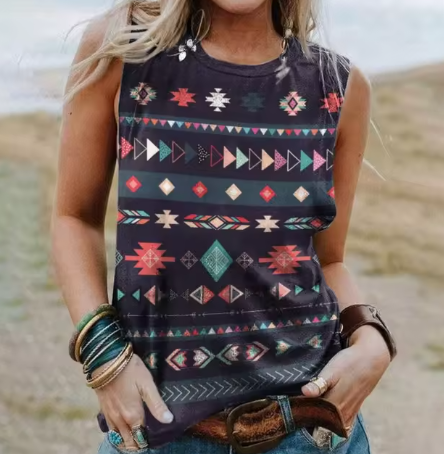 Stilla | Geometri 3d tryk Western etnisk stil tanktoppe