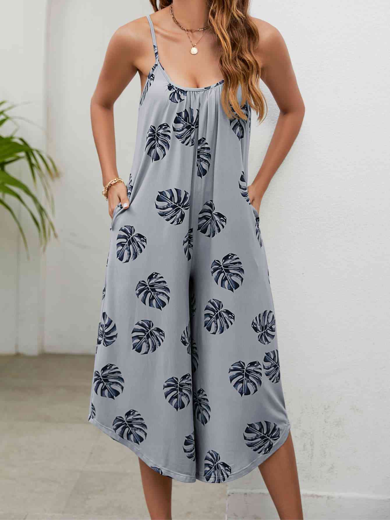 Stilla | Print Spaghetti Stroppe Scoop Hals Jumpsuit
