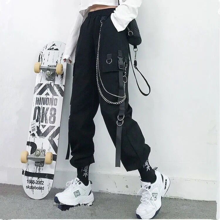 Stilla | Kvinders Punk Harem Cargo Joggers med Lommer