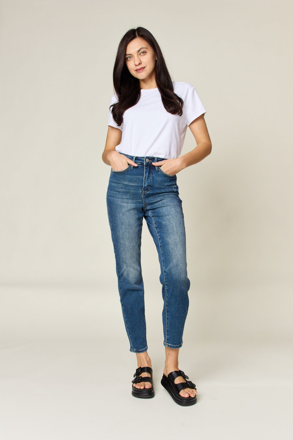 Stilla | Blå Fuldt Størrelse Mavekontrol Høj Talje Slank Jeans