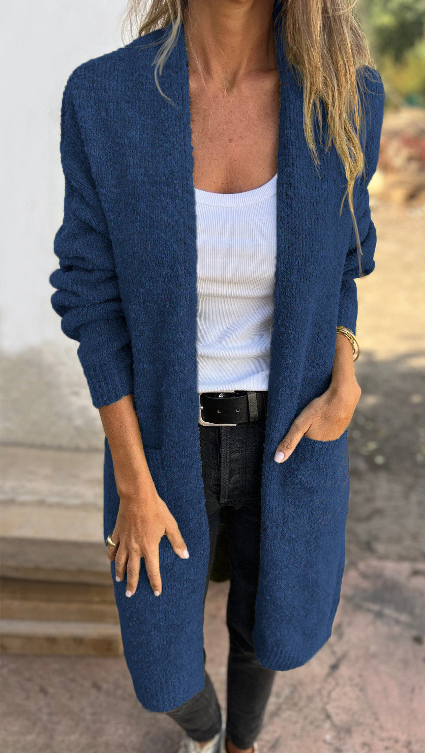 Stilla | Overdimensioneret Langærmet sweater I Strik Med Lommer Til Damer