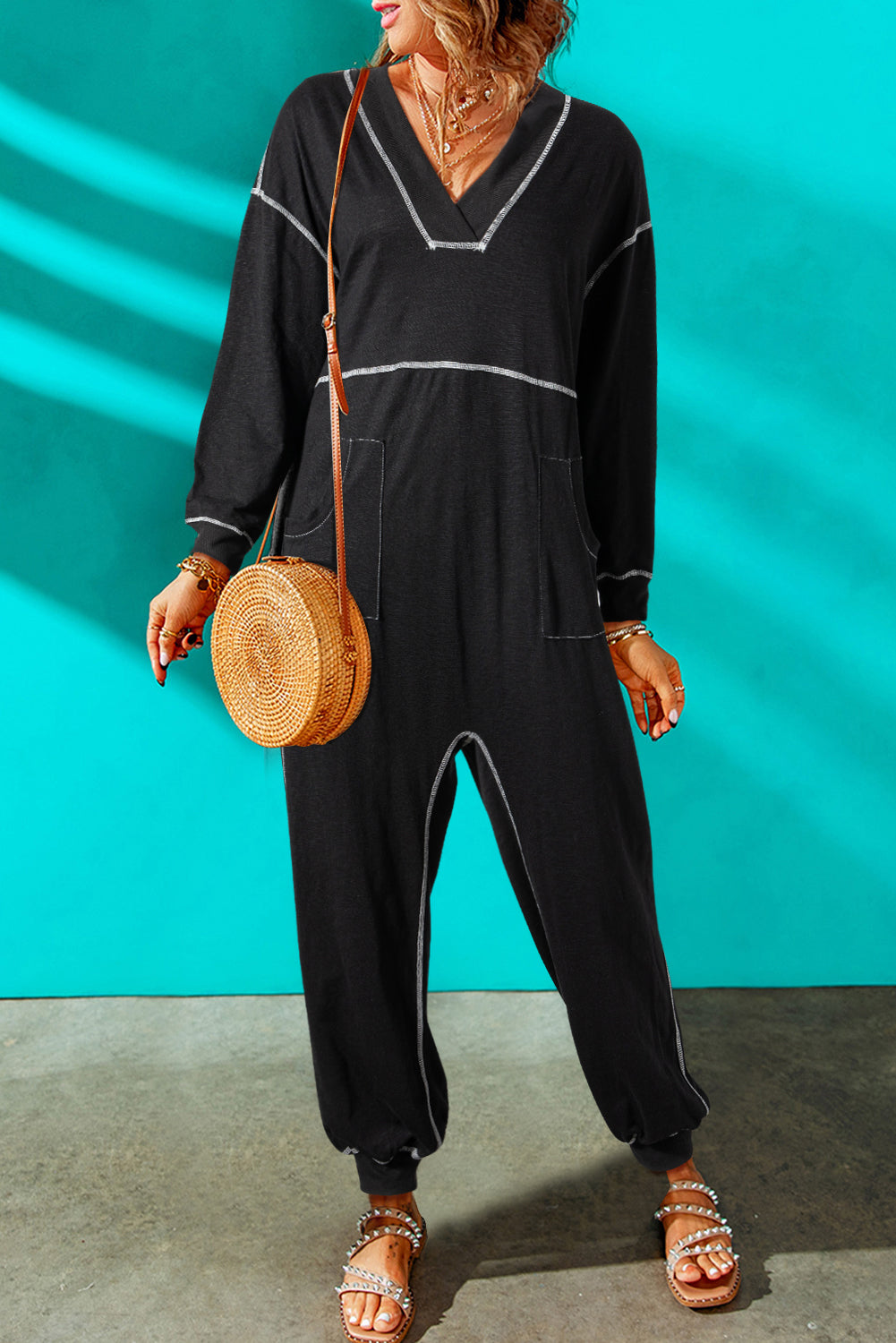 Stilla | Syet Lomme Droppet Skulder Jumpsuit