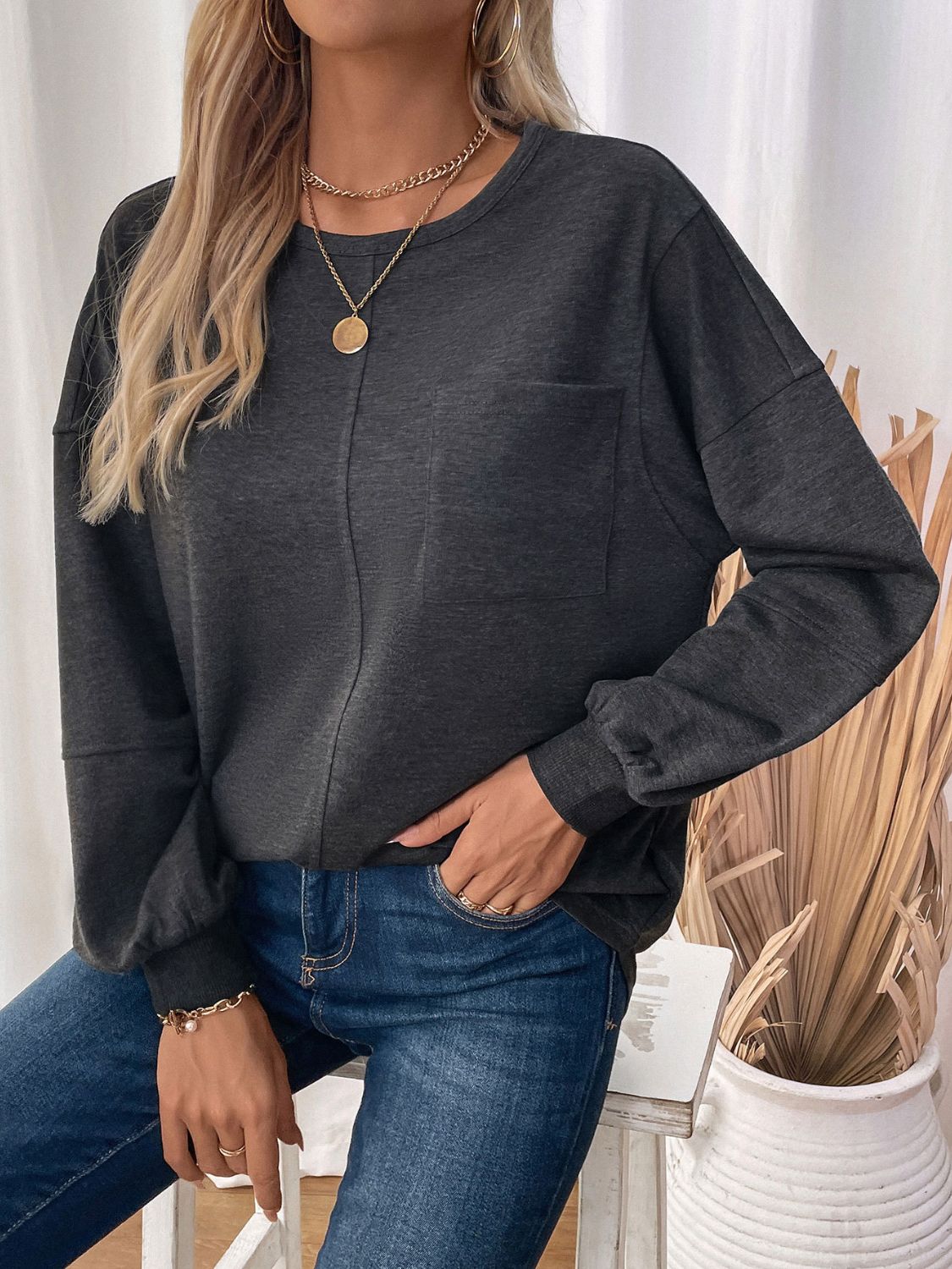 Stilla | Langærmet Sweater Perfee Med Lommer
