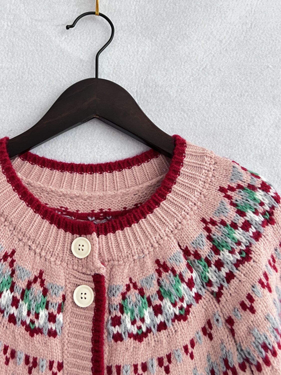 Stilla | Geometrisk Rund Hals Langærmet Cardigan