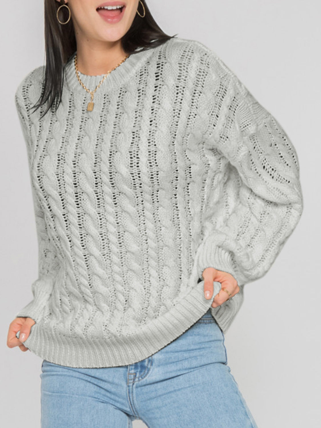 Stilla | Rund Ærme Kabel-Strik Sweater