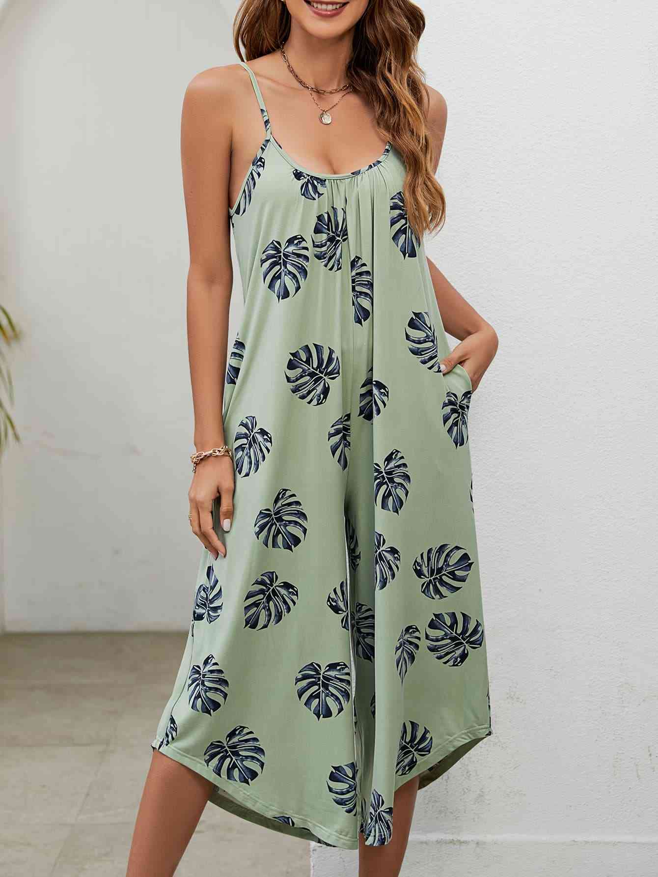 Stilla | Print Spaghetti Stroppe Scoop Hals Jumpsuit