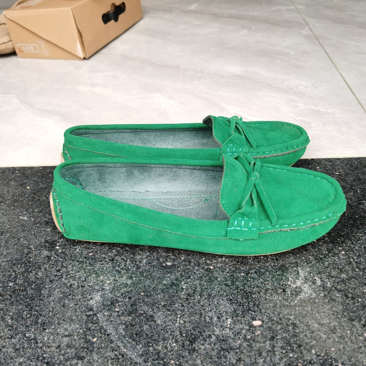 Stilla | Retro Loafers Med Sløjfe, Slip on Sko Med Rund Tå