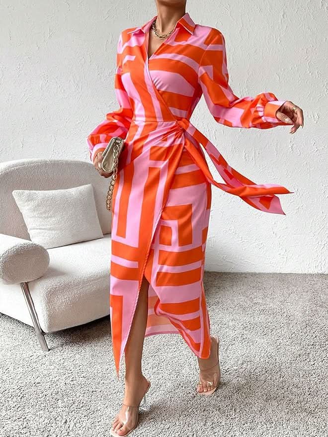 Stilla | Elegante Stribet Wrap Kjole
