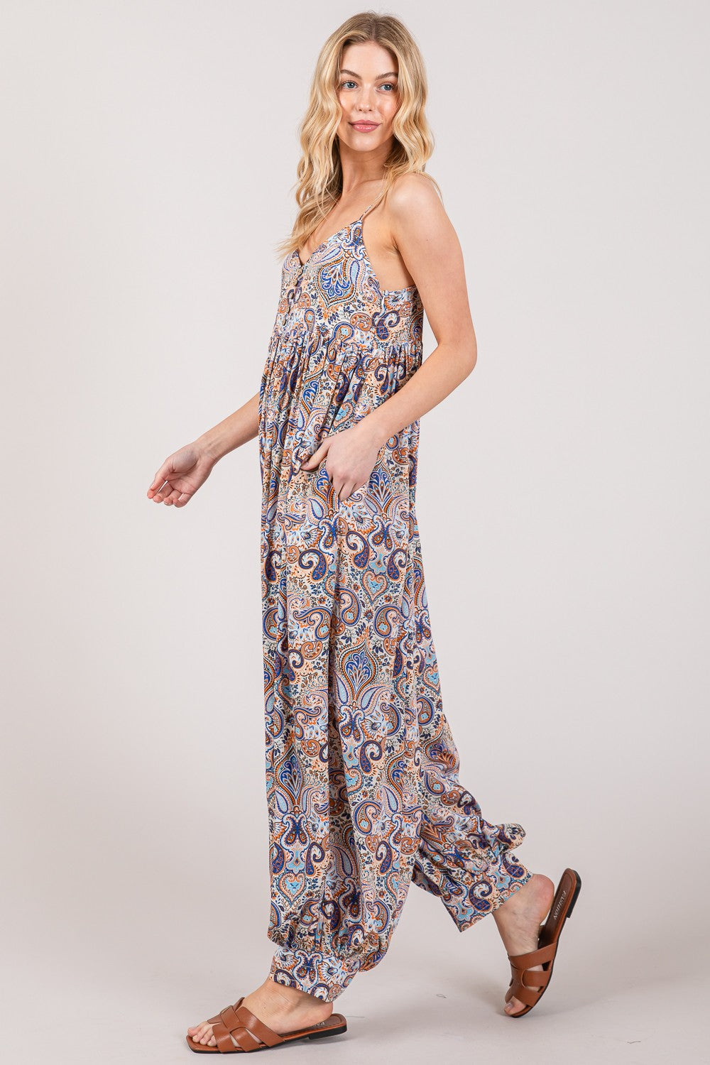Stilla | Fuld Størrelse Multi Paisley Print Uden Ærmer Jumpsuit