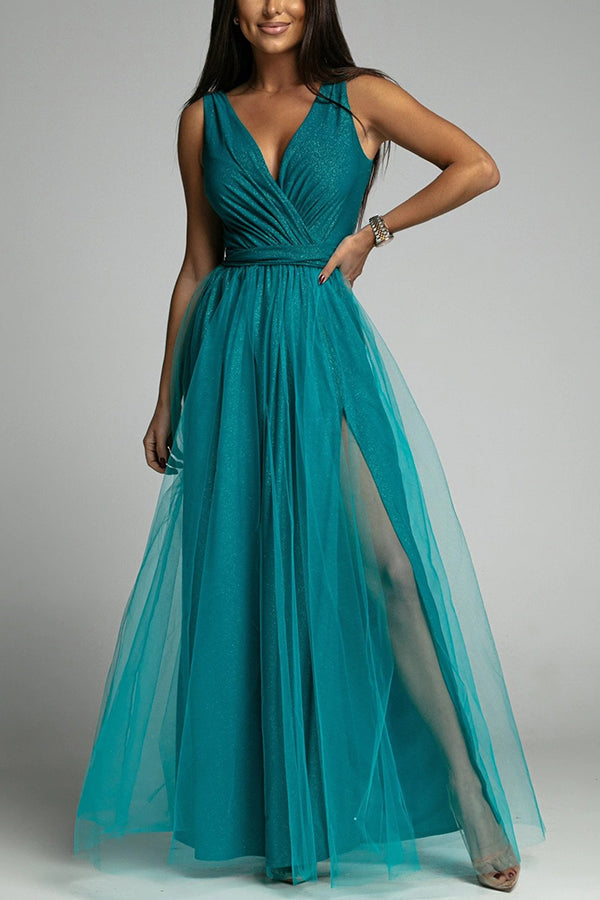 Stilla | It's My Day Light Tulle Slid Maxi Kjole