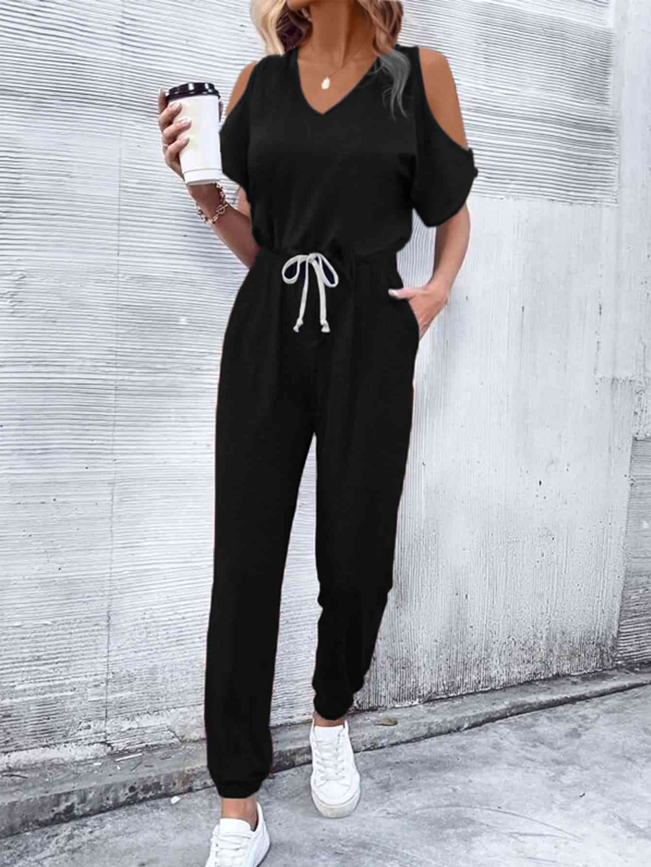 Stilla | Nakke Kold-skulder Jumpsuit Med Lommer