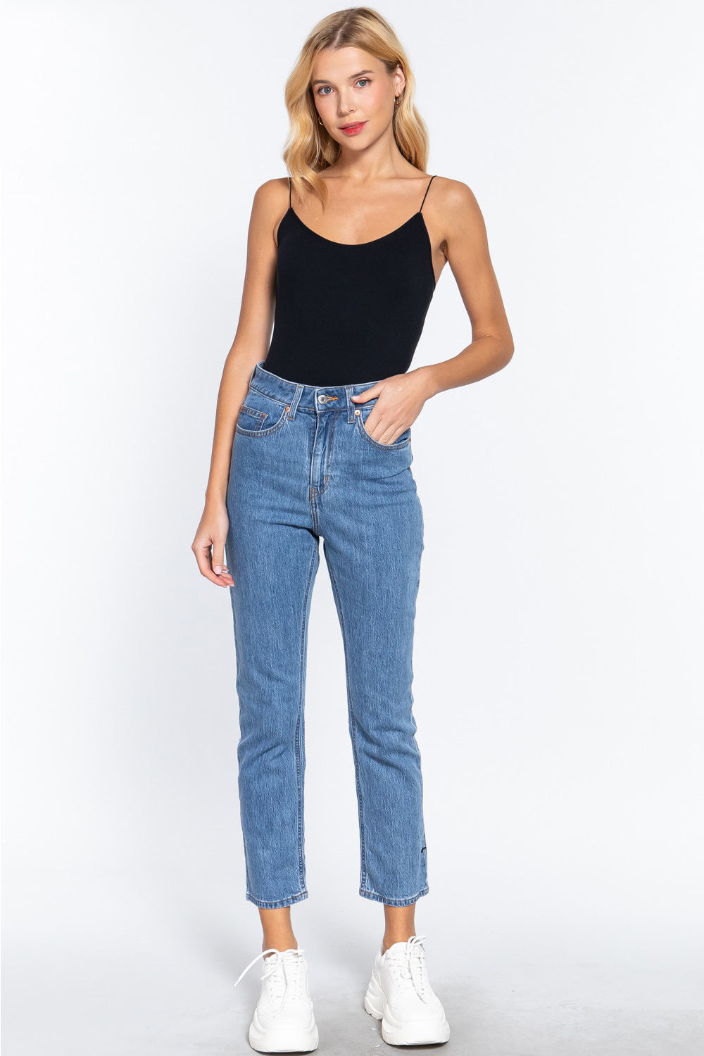 Stilla | Basic Ribbet Rund Hals Sømløs Cami Bodysuit