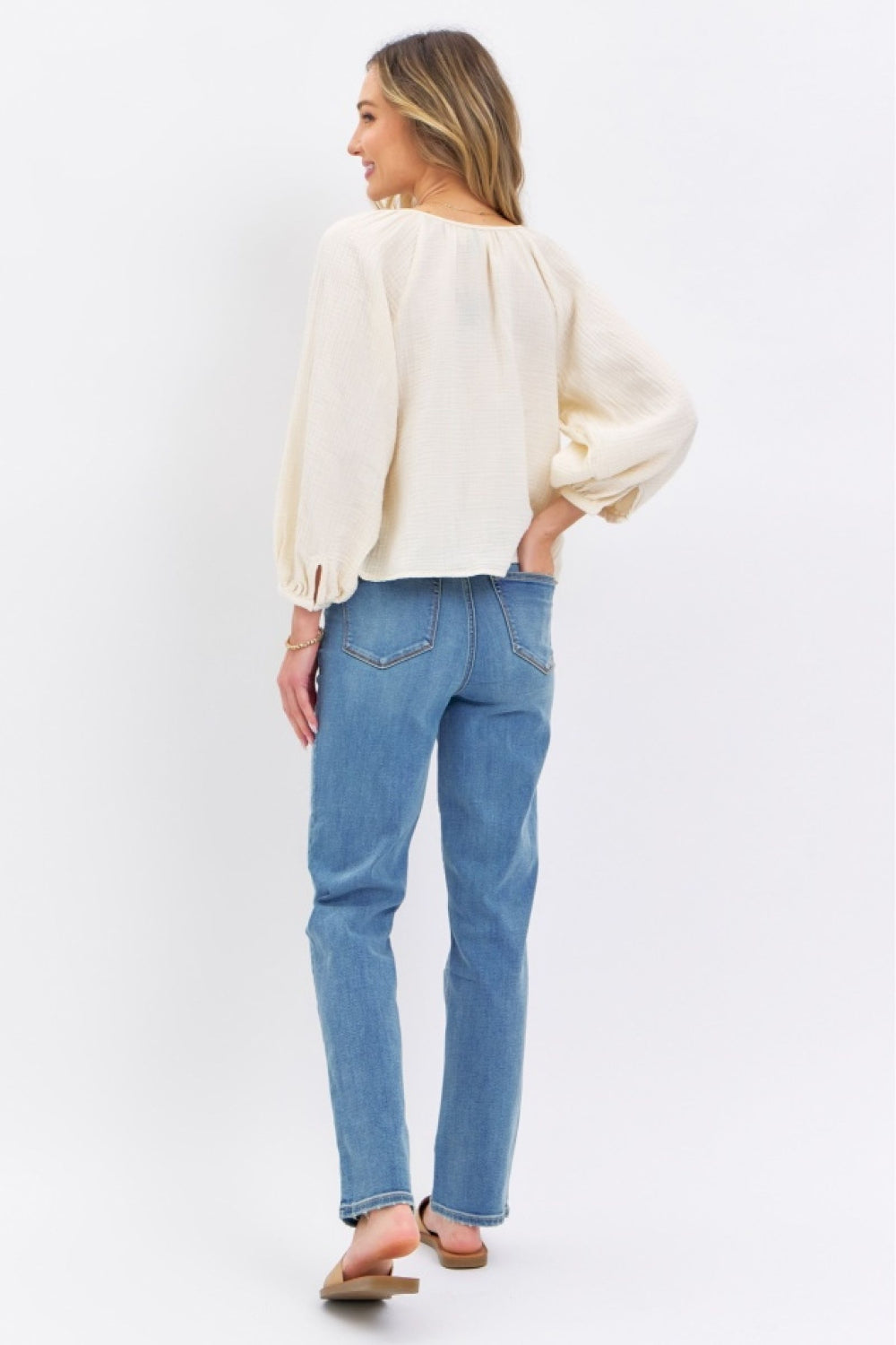 Stilla | Blå Fuldt Størrelse Høj Talje Lige Jeans