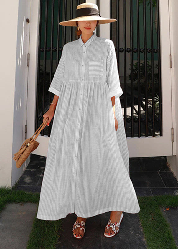 Stilla | Ternet Maxi Kjole Med Revers Og Knapper.