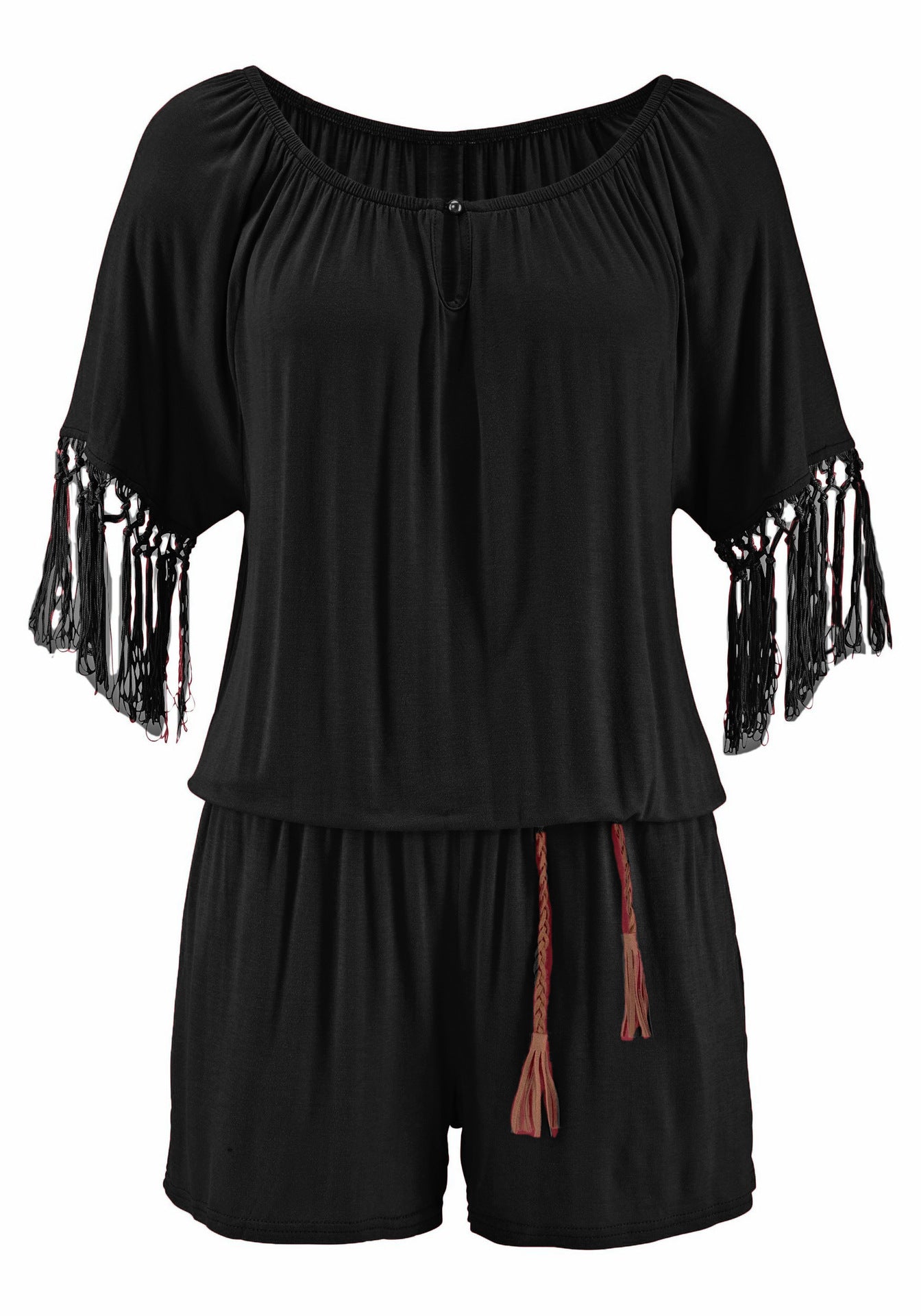 Dame bohemeinspireret frynse-jumpsuit Stilla