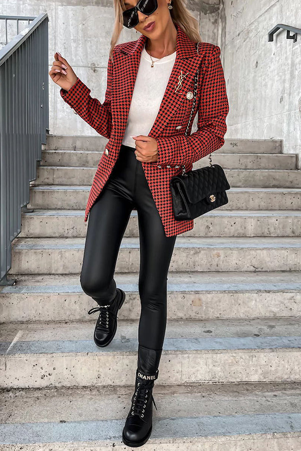 Stilla | Out in Nyc Dobbeltbrystet Houndstooth Blazer