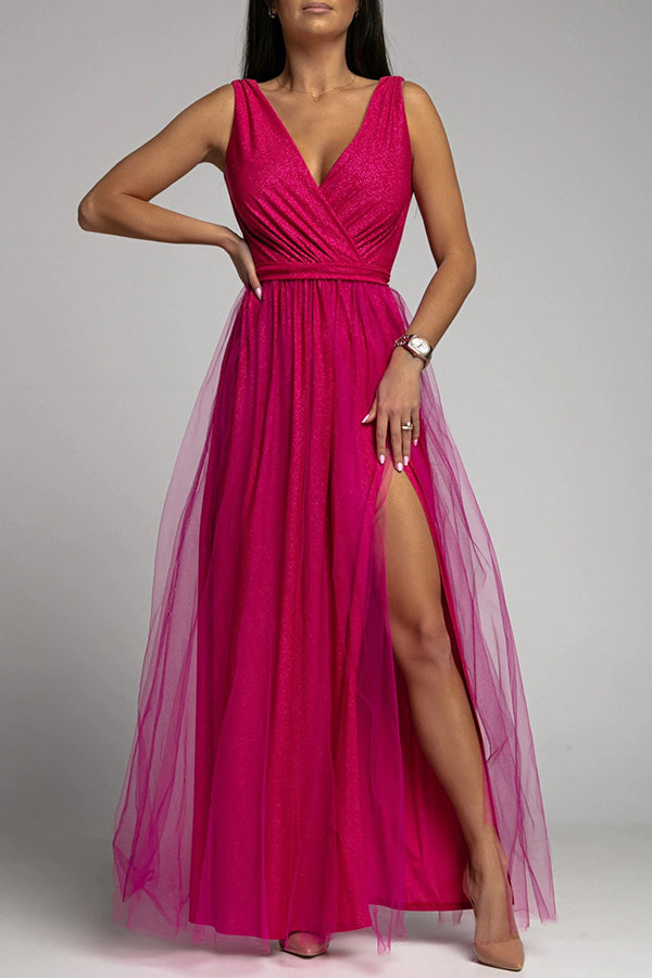 Stilla | It's My Day Light Tulle Slid Maxi Kjole