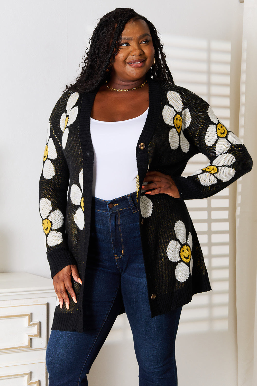 Stilla | Floral Knap Nedad Langline Cardigan