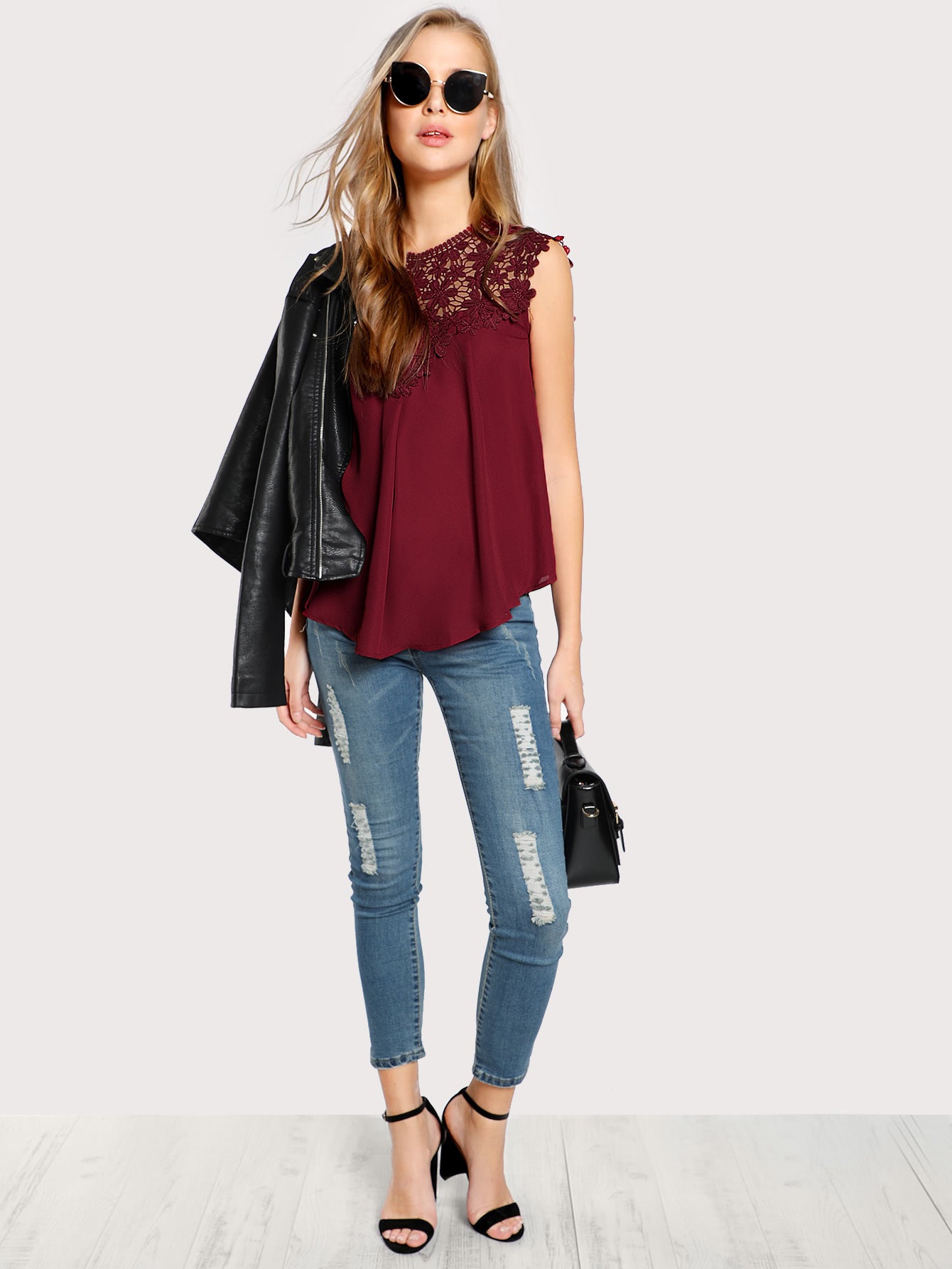 Dame bluse med filigrane broderidetaljer og elegant snit Stilla