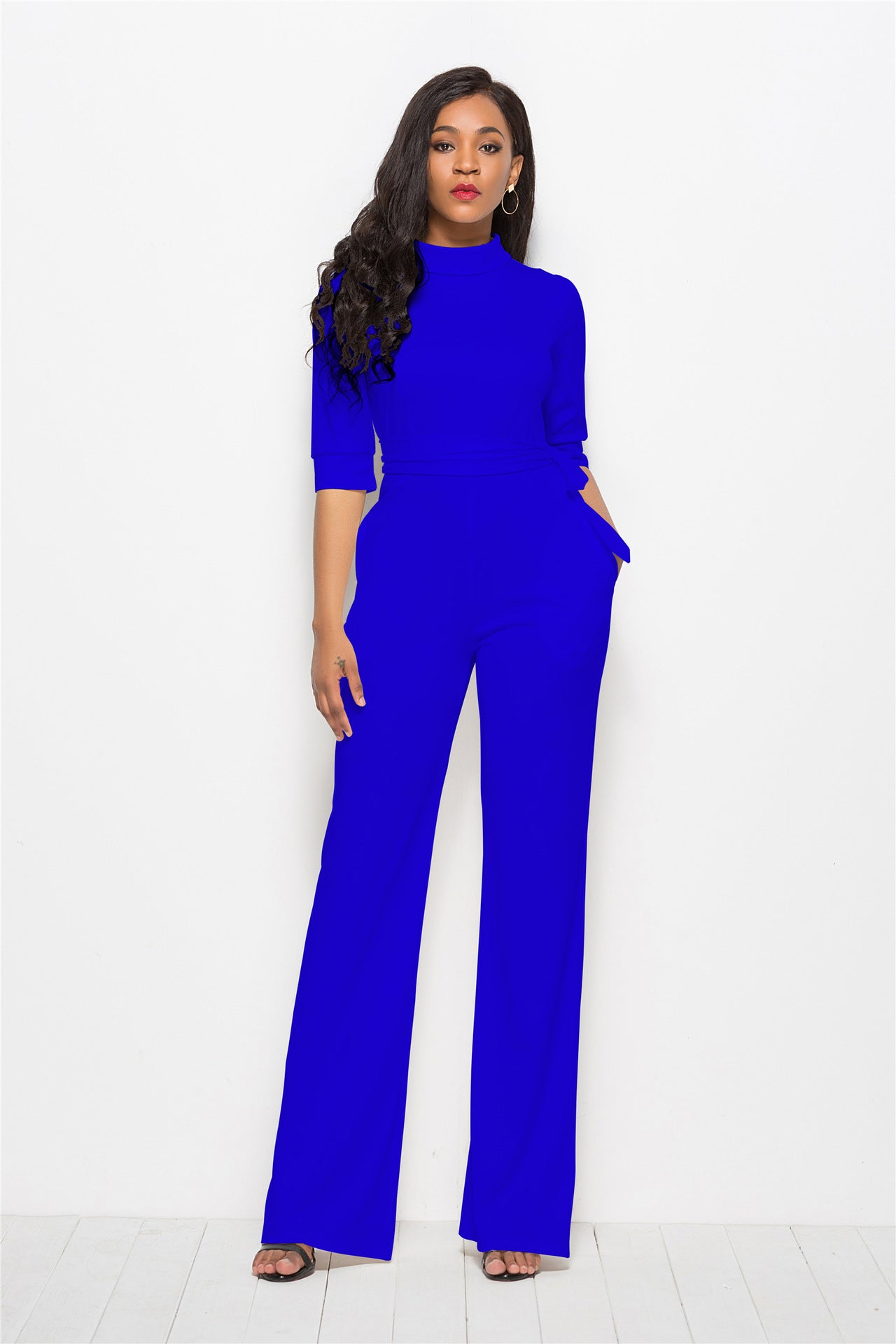 Dame Elegant Jumpsuit med flot krave og praktiske lommer Stilla