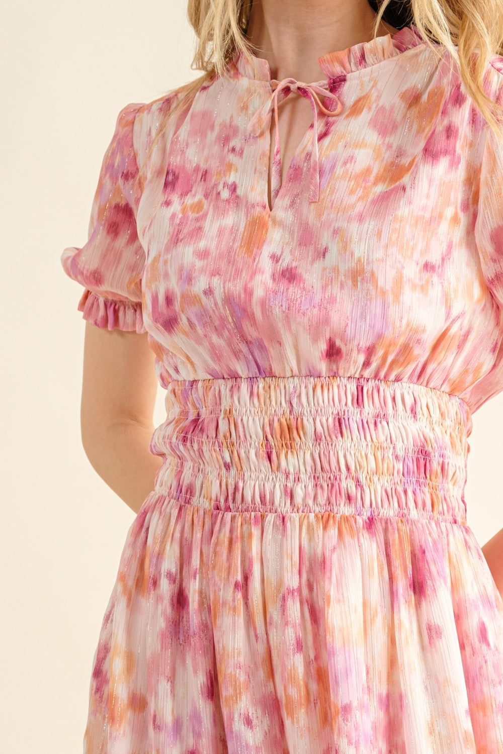 Stilla | the Why Full Size Smocked Waist Printed Midi Dress