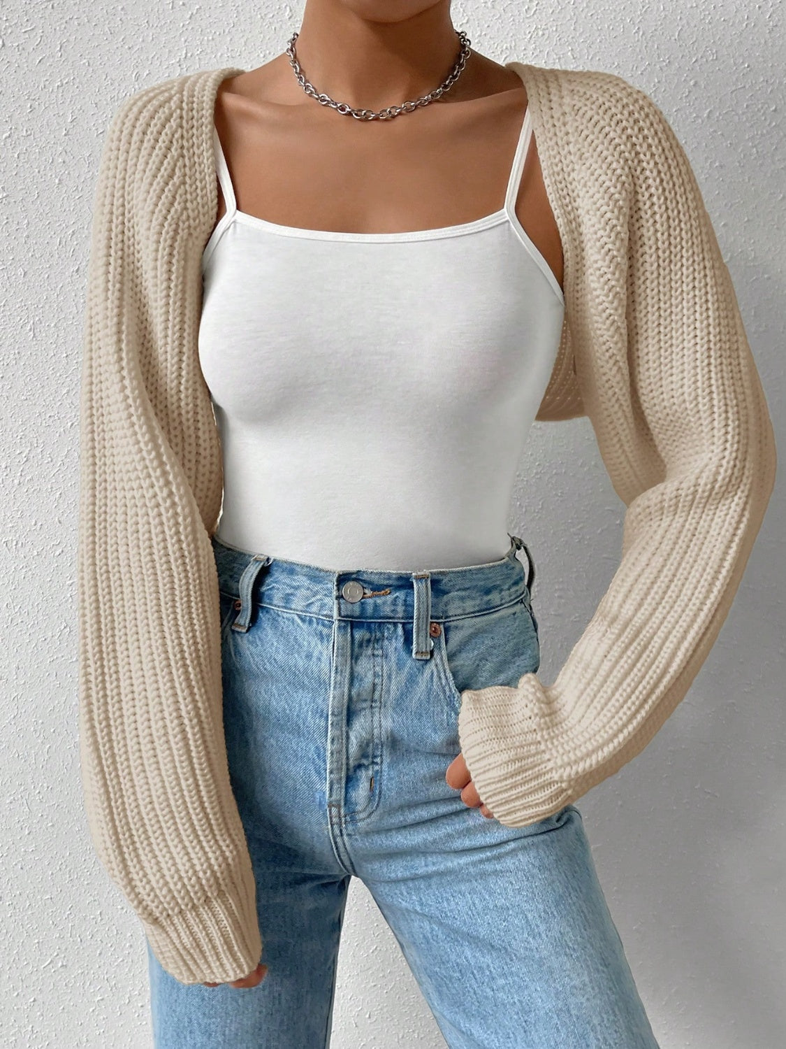 Stilla | Åben Front Langærmet Cropped Cardigan