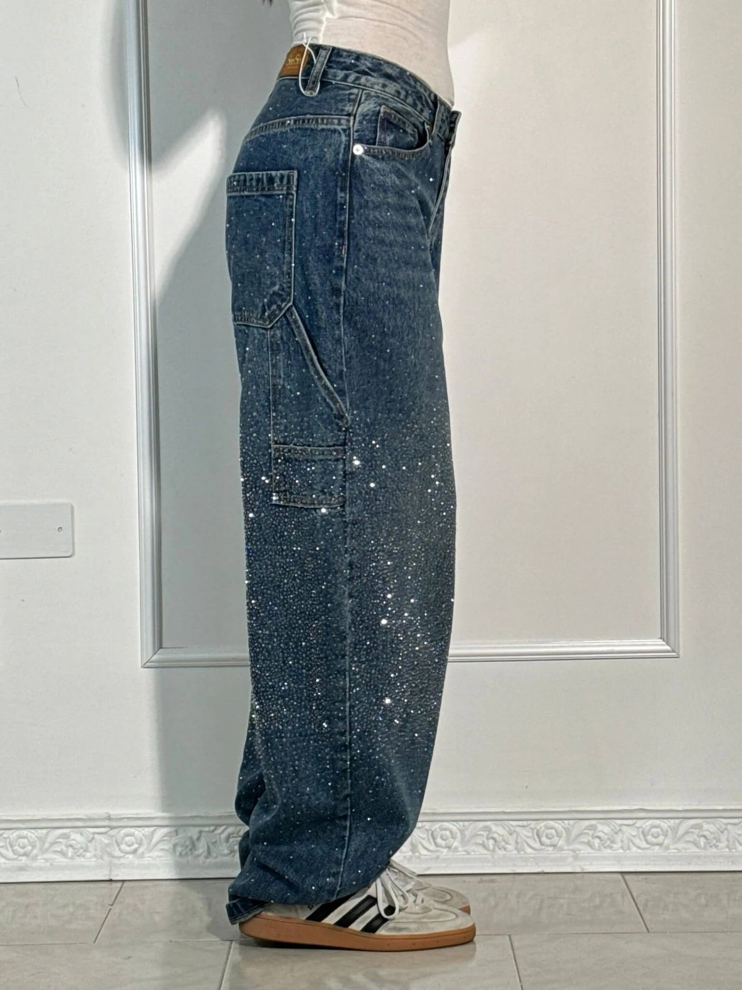 Stilla | Jeans Med Skinnende Detaljer Trendy Og Komfortable