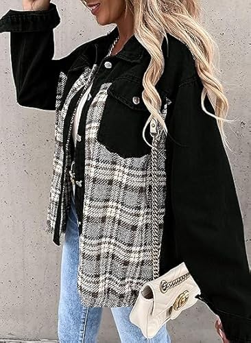 Stilla | Plaid Cotton Jacket Til Kvinder Boyfriend Overstørrelse Fit
