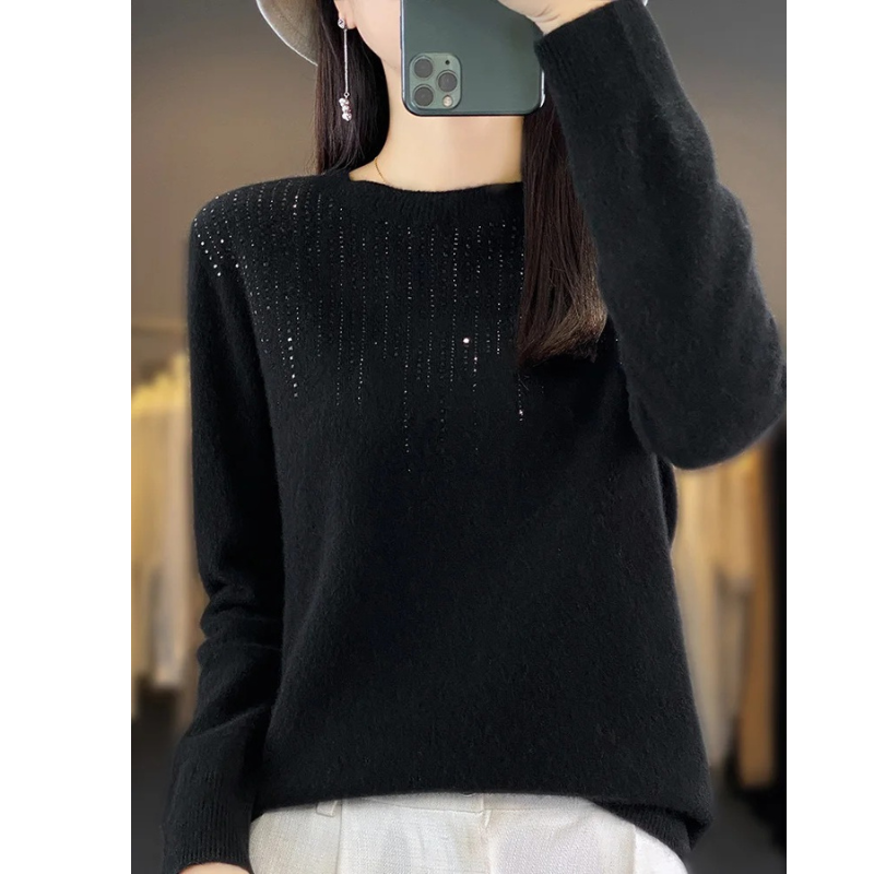 Stilla | Dame sweater i strik med glitrende detaljer