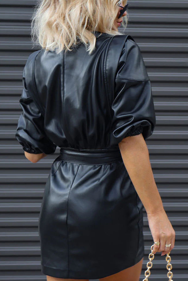 Stilla | Beyond Fabulous Bælte Faux Læder Mini Kjole